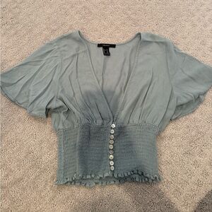 Forever 21 Light Blue Button-Down Top